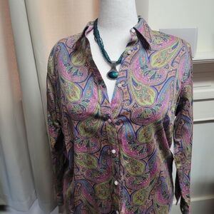 Chaps Classics No Iron Paisley Print Shirt 1X
